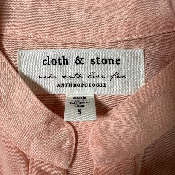 Anthropologie Cloth & Stone Peach Flutter Sleeve Button Front Blouse Size Small - Picture 4 of 6